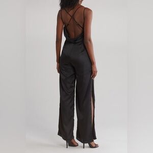 LULUS Bring the Boldness Satin Jumpsuit black medium